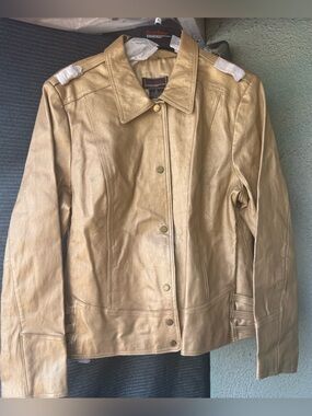 Bradley Metallic Gold Leather Jacket